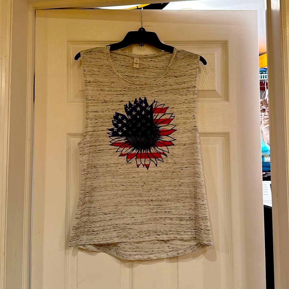 American flag sunflower shirt
